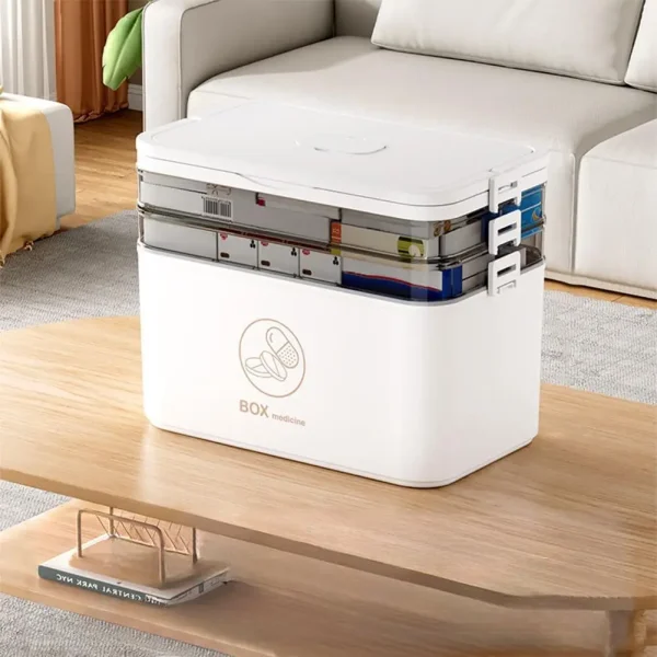 Portable Medicine Box Large Capacity Home First Aid Medical Kit Family Emergency Medicine Box with Multi-layer Drug Storage Case 2