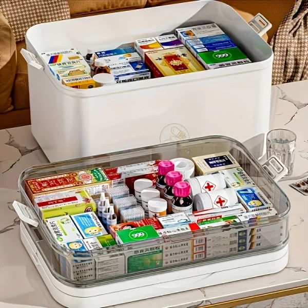 Portable Medicine Box Large Capacity Home First Aid Medical Kit Family Emergency Medicine Box with Multi-layer Drug Storage Case 4