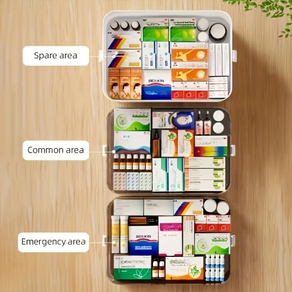 Portable Medicine Box Large Capacity Home First Aid Medical Kit Family Emergency Medicine Box with Multi-layer Drug Storage Case 5