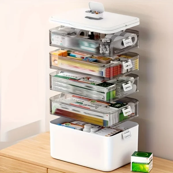 Portable Medicine Box Large Capacity Home First Aid Medical Kit Family Emergency Medicine Box with Multi-layer Drug Storage Case 6