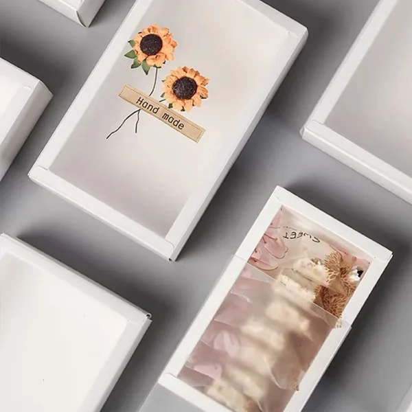 10Pcs Pull-Out Gift Boxes Drawer Kraft Paper Boxes with Clear Window Gift Jewelry Packaging Business Wedding Birthday Party 4
