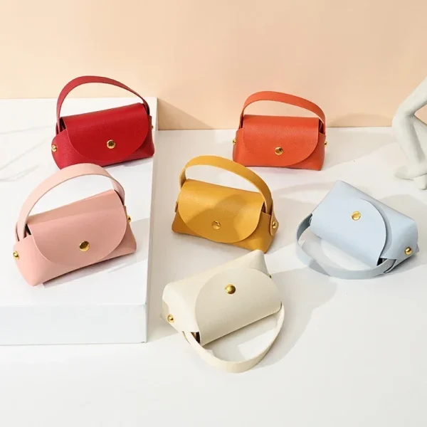 Solid Colors Leather Gift Bag Fashion Wedding Favors Candy Box Eid Mubarak Candy Gift Small Box Basket Jewelry Packaging Bags 2