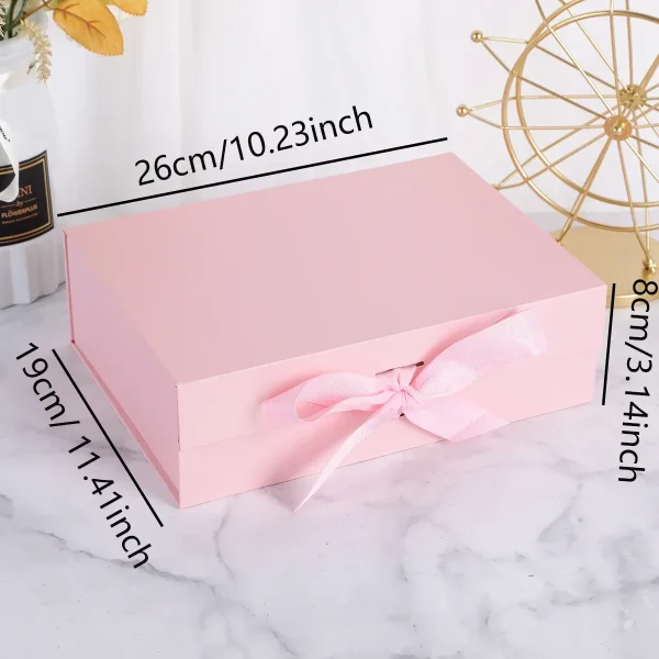 1pc- Ribbon Gift Box,Golden Folding Box Packaging Cases Display Bow Ribbon Jewelry Gift Box 5