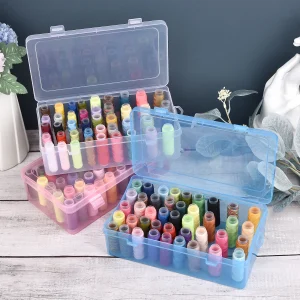 42 Axis Sewing Threads Box Bobbins Storage Case Transparent Needle Spool 24 Grids Organizer Household DIY Sewing Accessories 1