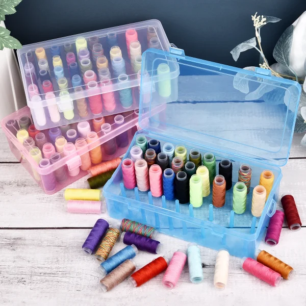 42 Axis Sewing Threads Box Bobbins Storage Case Transparent Needle Spool 24 Grids Organizer Household DIY Sewing Accessories 3
