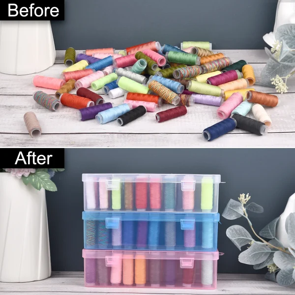 42 Axis Sewing Threads Box Bobbins Storage Case Transparent Needle Spool 24 Grids Organizer Household DIY Sewing Accessories 4