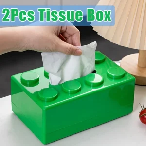 Building Block Design Tissue Box Tissue Holder With Spring Tissue Storage Box for Bathroom Living Room Bedroom Vanity Countertop 1