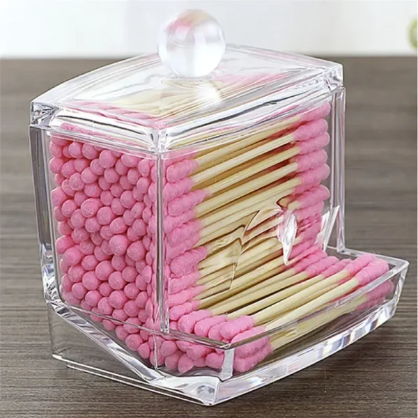 Acrylic Cotton Swabs Storage Holder Box Portable Transparent Makeup Cotton Pad Cosmetic Container Jewelry Organizer Case 1