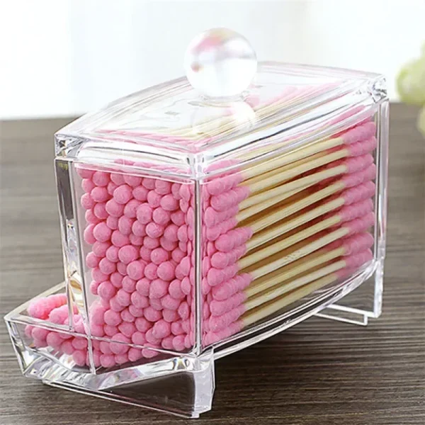 Acrylic Cotton Swabs Storage Holder Box Portable Transparent Makeup Cotton Pad Cosmetic Container Jewelry Organizer Case 2