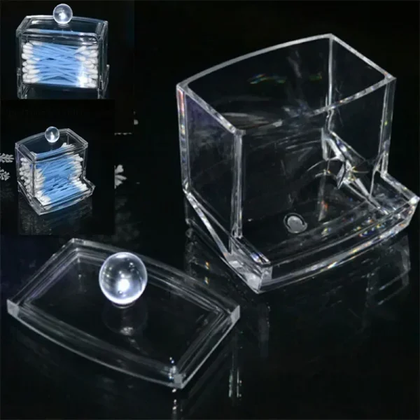 Acrylic Cotton Swabs Storage Holder Box Portable Transparent Makeup Cotton Pad Cosmetic Container Jewelry Organizer Case 3
