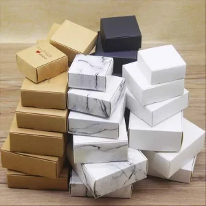 10pcs Kraft Paper Multifunction Box Cardboard Marbling Handmade DIY Favor Gift Candy Box Package Christmas Party Wedding Decor 1