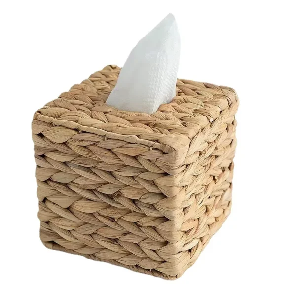 Water Hyacinth Woven Tissue Box Rattan Woven Lid Sanitary Paper Box Household Living Room Pumping Paper Box Storage 5