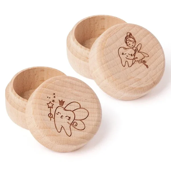 1Pcs Free Personalized Tooth Wooden Box Tooth Keepsake Holder Birthday Gift for Girl Boy Baby Tooth Storing Shed Teeth Wood Box 2