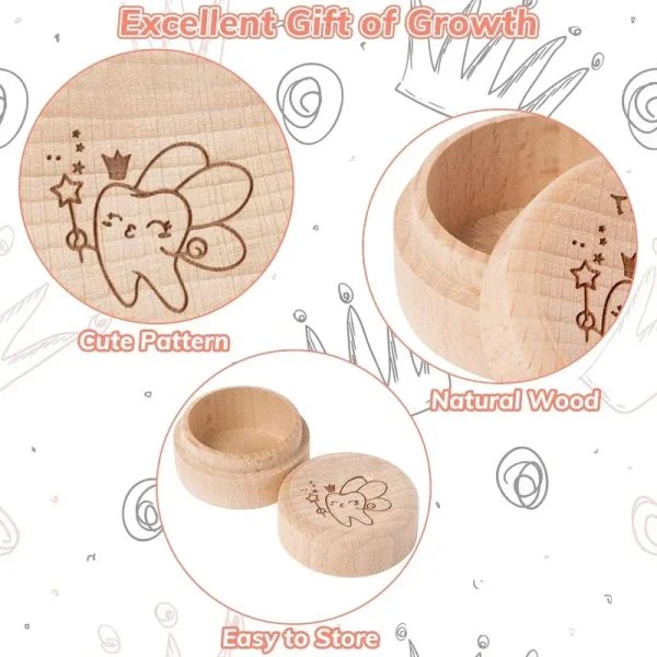1Pcs Free Personalized Tooth Wooden Box Tooth Keepsake Holder Birthday Gift for Girl Boy Baby Tooth Storing Shed Teeth Wood Box 3