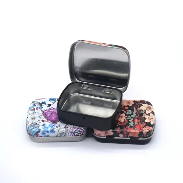 Portable Mini Metal Hinged Tin Box with Lid Rectangular Container Small Storage Container Kit Candy Pill Cases forHome Organizer 3