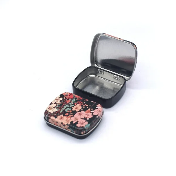 Portable Mini Metal Hinged Tin Box with Lid Rectangular Container Small Storage Container Kit Candy Pill Cases forHome Organizer 5