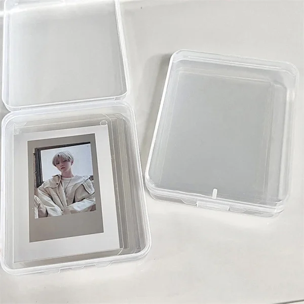 INS Transparent Plastic Storage Box Photocards Small Card Storage Box Desk Organizer Box Classification Box Stationery Box 4