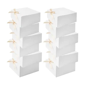 10 Pcs Gift Boxes with Lids, White Bulk Gift Boxes with Gold Bow Ribbon, Bridesmaid Proposal Gift Boxes for Christmas, Halloween 1