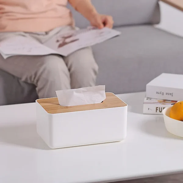 Wooden Tissue Box Napkin Holder Bamboo Lid Top Handkerchief Case Wipes Dispenser Toilet Paper Organizer Container Home Car Items 3