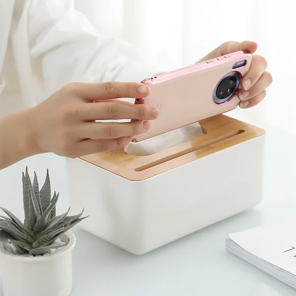 Wooden Tissue Box Napkin Holder Bamboo Lid Top Handkerchief Case Wipes Dispenser Toilet Paper Organizer Container Home Car Items 5