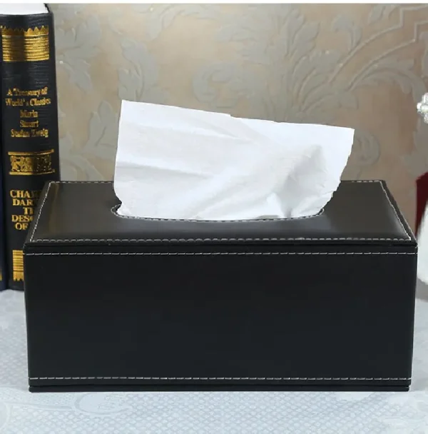 High-Quality Leather Paper Drawer, Living Room, Household Tissue Box, Creative PU Napkin Paper Box, Car Mounted Tissue Paper Box 1