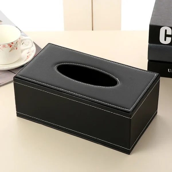 High-Quality Leather Paper Drawer, Living Room, Household Tissue Box, Creative PU Napkin Paper Box, Car Mounted Tissue Paper Box 2
