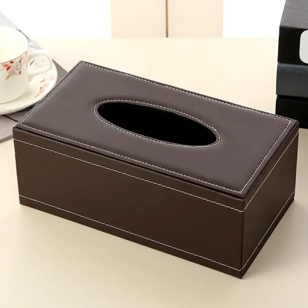 High-Quality Leather Paper Drawer, Living Room, Household Tissue Box, Creative PU Napkin Paper Box, Car Mounted Tissue Paper Box 3