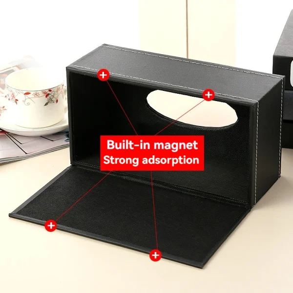 High-Quality Leather Paper Drawer, Living Room, Household Tissue Box, Creative PU Napkin Paper Box, Car Mounted Tissue Paper Box 6