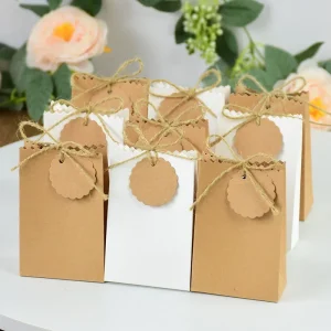 5pcs Cookie Candy Gift Packaging Boxes Bags with Kraft Paper Tag Blank DIY Wedding Favor Baby Shower Birthday Party Decoration 1