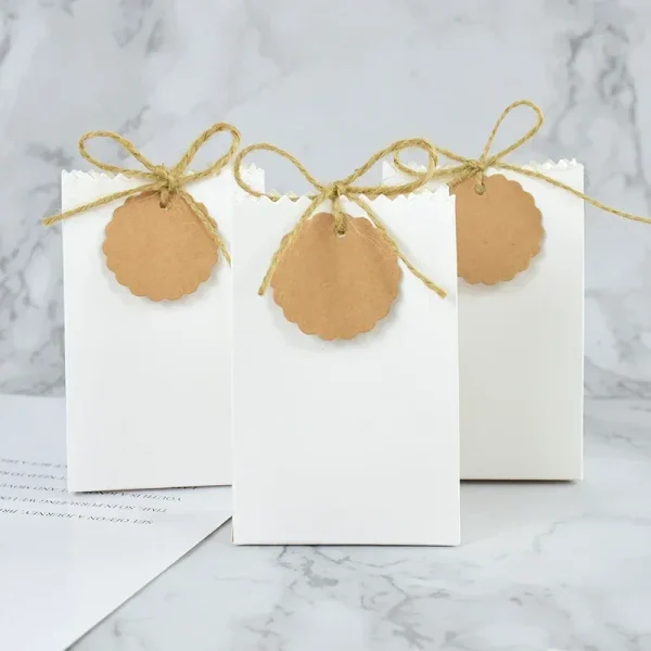 5pcs Cookie Candy Gift Packaging Boxes Bags with Kraft Paper Tag Blank DIY Wedding Favor Baby Shower Birthday Party Decoration 4