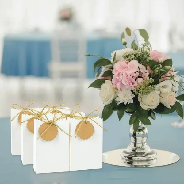 5pcs Cookie Candy Gift Packaging Boxes Bags with Kraft Paper Tag Blank DIY Wedding Favor Baby Shower Birthday Party Decoration 6