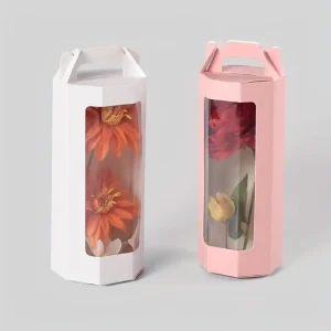 5/10pcs Fashionable Octagonal Clear Window Gift Boxes for Flowers and Gifts, Birthday Wedding Valentine's Day 1