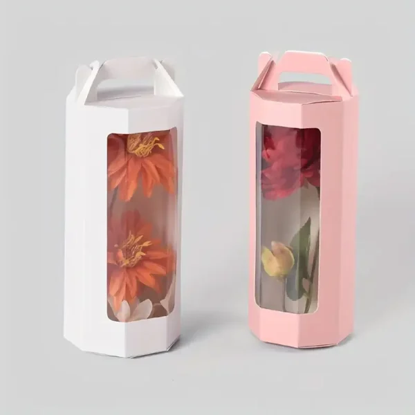 5/10pcs Fashionable Octagonal Clear Window Gift Boxes for Flowers and Gifts, Birthday Wedding Valentine's Day 1