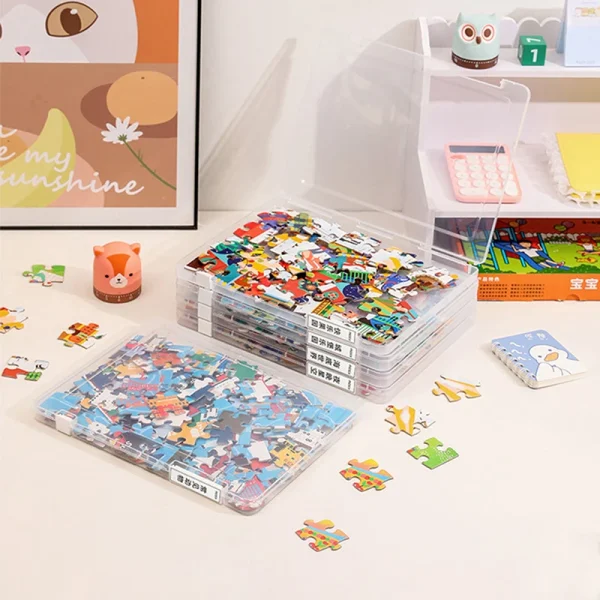 Useful Puzzle Storage Container PP Material Puzzle Organizer with Cover Waterproof Puzzle Storage Holder Storing Box 2