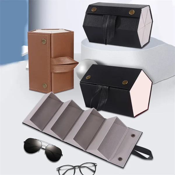 Sunglasses Organizer 3/5Grids Portable Glasses Case Multiple Pairs Eyeglasses Storage Box Hanging Eyewear Holder for Home Travel 1