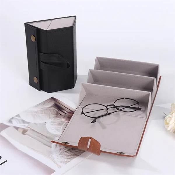Sunglasses Organizer 3/5Grids Portable Glasses Case Multiple Pairs Eyeglasses Storage Box Hanging Eyewear Holder for Home Travel 3