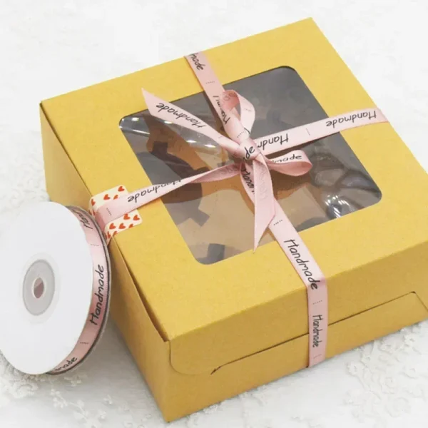 25Yards Handmade Ribbon Cream Pink Color Wrapping Silk Satin Ribbon Wedding Party Favor Gift Box Cake Box Packaging Ribbon 4