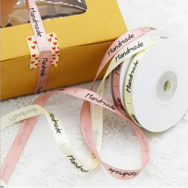 25Yards Handmade Ribbon Cream Pink Color Wrapping Silk Satin Ribbon Wedding Party Favor Gift Box Cake Box Packaging Ribbon 5