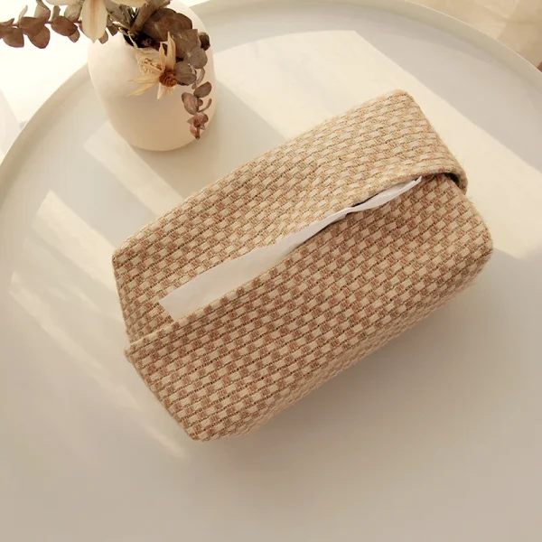 NEW Japanese-Style Jute Tissue Case Napkin Holder for Living Room Table Tissue Boxes Container Home Car Papers Dispenser Holder 2
