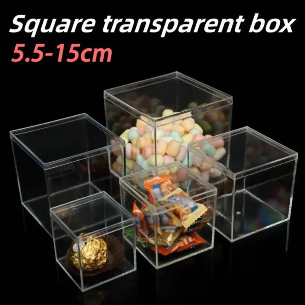 Mini Acrylic Boxes Transparent with Cover Square Packing Box Protection Showcase Dustproof Food Candy Storage Container 1