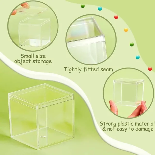 Mini Acrylic Boxes Transparent with Cover Square Packing Box Protection Showcase Dustproof Food Candy Storage Container 4