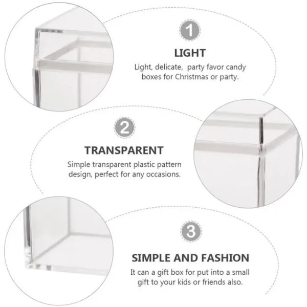 Mini Acrylic Boxes Transparent with Cover Square Packing Box Protection Showcase Dustproof Food Candy Storage Container 5