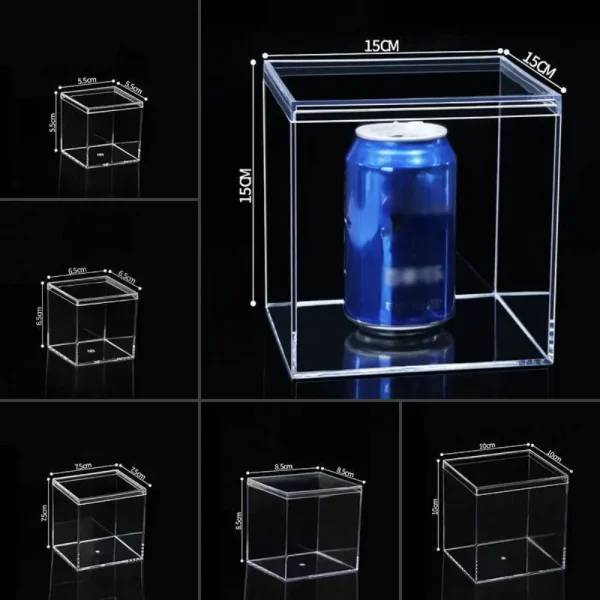 Mini Acrylic Boxes Transparent with Cover Square Packing Box Protection Showcase Dustproof Food Candy Storage Container 6