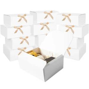 10 Pack White Gift Boxes with Lids,Bridesmaids Proposal Boxes with Ribbons, Gift Boxes for Weddings, (White 8" x 8" x 4") 1