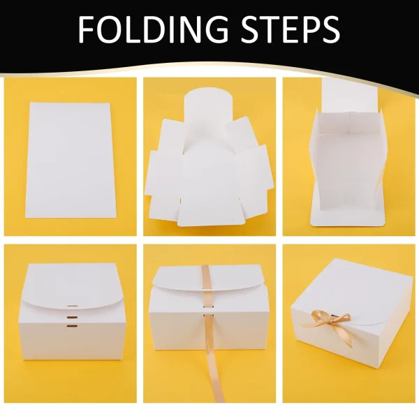 10 Pack White Gift Boxes with Lids,Bridesmaids Proposal Boxes with Ribbons, Gift Boxes for Weddings, (White 8" x 8" x 4") 5