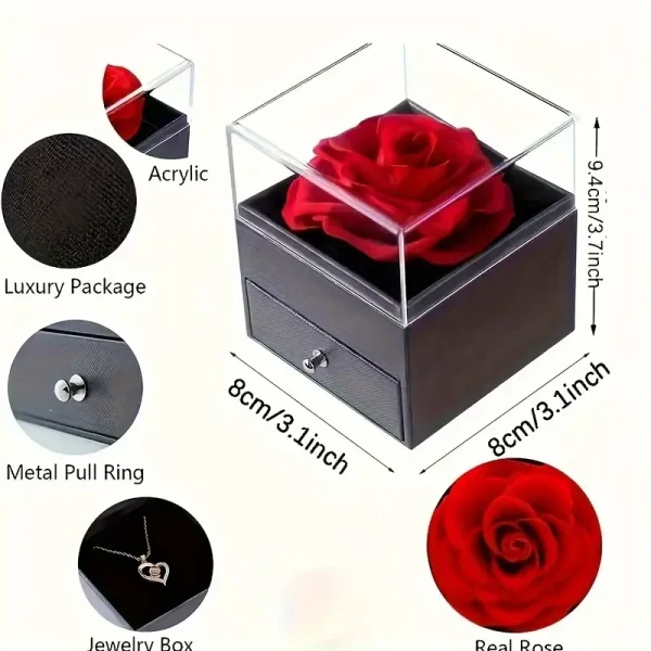 New Hot Selling Valentine's Day Gift Ocean Heart Love Necklace with Eternal Rose Jewelry Box For Girl Mother's Day Gifts 6