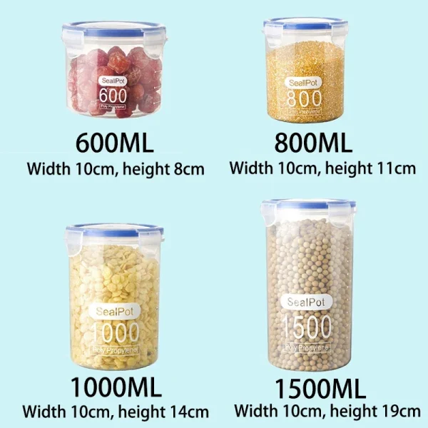 Plastic Sealed Tank Large Capacity Crisper Kitchen Organize Grain Storage Box With Scale Sealed Box Clear Jar Spice Container 5