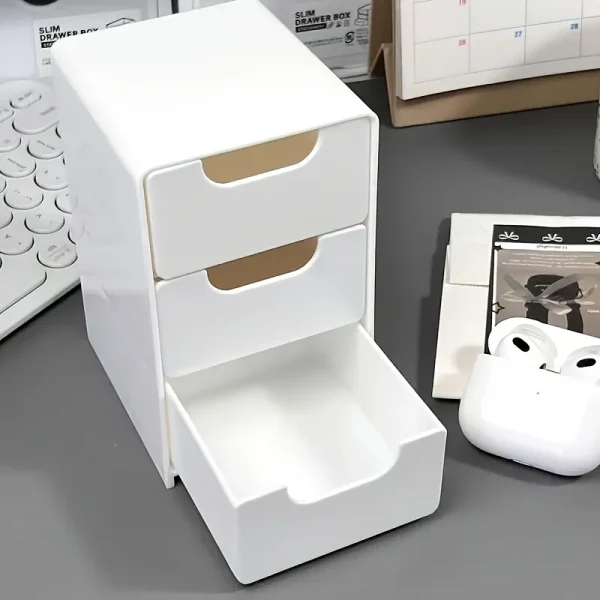 2pcs 3-Tier Glow Style Octagonal Drawer Storage Box,Multifunctional Plastic Office Supplies,Jewelry, Cosmetics Storage Box 2