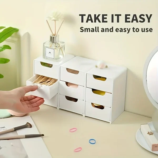 2pcs 3-Tier Glow Style Octagonal Drawer Storage Box,Multifunctional Plastic Office Supplies,Jewelry, Cosmetics Storage Box 6