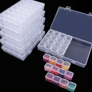28/56 Girds Adjustable Plastic Storage Box with Label Sticker For Jewelry Nail Art Diamond Painting Accessories Container boxes 1